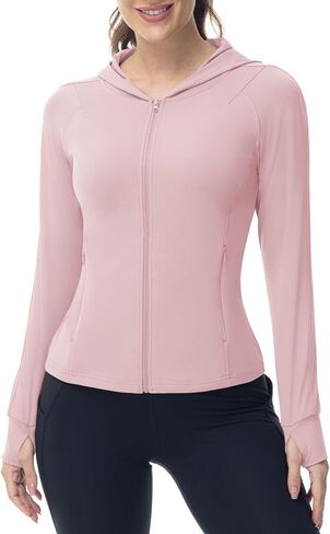 TBMPOY Women's Full Zip Hoodie Lightweight Athletic Jackets Slim Fit Workout Track Running Jacket with Thumb Holes in Kuwait