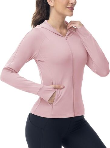 TBMPOY Women's Full Zip Hoodie Lightweight Athletic Jackets Slim Fit Workout Track Running Jacket with Thumb Holes in Kuwait