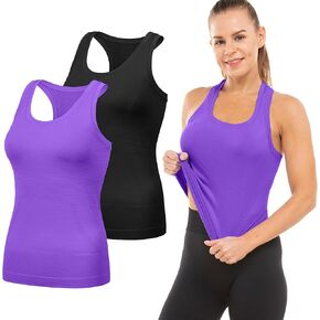 MathCat Workout Tank Tops for Women Seamless Racerback Tank Tops for Women Yoga Running Athletic Workout Tops 2 Pack