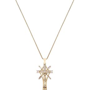 IRNOOS Gold Cross Necklaces for Women Cross Jewelry Gold Crystal Necklace for Women Teen Girl Pendant Choker Necklace Valentine's Day Jewelry Gift for Women