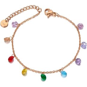 Lokaerlry Trendy Boho Stainless Steel Colorful CZ Crystal Rainbow Choker Necklaces for Women, Dainty Rhinestone Beaded 14k Gold Chain Layering Necklace for Teen Girls in Saudi Arabia