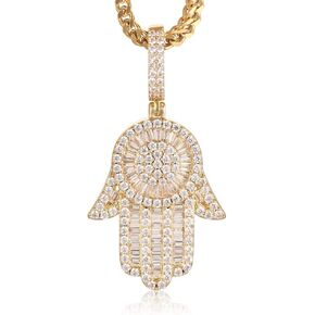 الذهب إيدا مجوهرات الرجال النساء الساخنة الهيب هوب 14K الذهب مطلي مايكرو مثلج خارج اليد همسة قلادة مع 28 بوصة سلسلة فرانكو in Kuwait