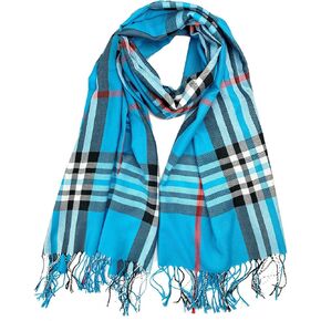 Plum Feathers Luxurious Classic Plaid Pattern Pashmina Blanket Scarf