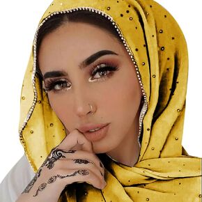 ANKOMINA Women Soft Chiffon Rhinestone Long Scarf Shawl Fashion Muslim Hijab Head Wrap Scarves in Saudi Arabia