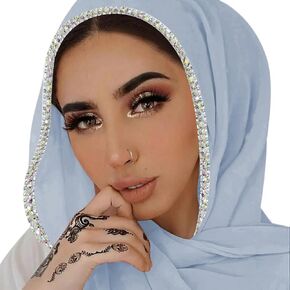 ANKOMINA Women Soft Chiffon Rhinestone Long Scarf Shawl Fashion Muslim Hijab Head Wrap Scarves in Saudi Arabia
