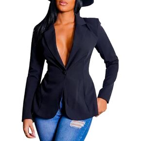 Tcremisa Women's Open Front Blazer Jackets Button V Neck Long Sleeve Lace Up Lightweight Jackets Coats
