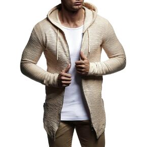 Leif Nelson Men's Oversized Hooded Long Jacket | Modern Stylish Longsleeve Full Zip Hoodie Sweatshirt
