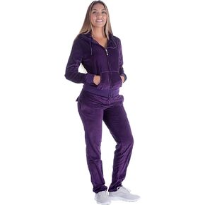 Velour Tracksuit Womens Soft Velvet Long Sleeve Sweatsuits Full Zip Hooded Sweatshirts & Sweatpants with Pocket Jogging Set in Kuwait