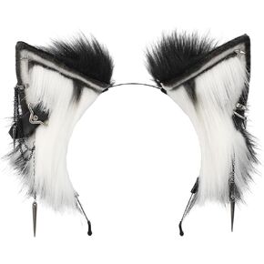 Kidukso Cat Ears Headwear Cool Metal Punk Animal Ears Headdress Cat Hairband Halloween Cosplay for Adult Women Men