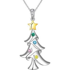 925 Sterling Silver Fine Jewelry Cute Christmas Tree Necklace Earrings Set Snowflake Santa Claus Snowman Costume Jewelry Set Christmas Gifts for Women Girls Teen Adjustable Chain Necklace Thanksgiving Xmas Party Jewelry Gift in Kuwait