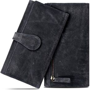 محفظة نسائية من الجلد الحقيقي مع خاصية حجب RFID - حامل بطاقات ثلاثي الطي مصمم للسيدات مع محافظ نافذة لبطاقة الهوية in Kuwait