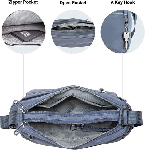KAUKKO Women Crossbody Bag Handbag Lightweight Shoulder Purse Nylon Multi Pocket Crossbody Bag Ladies Travel Handbag in Saudi Arabia