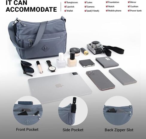 KAUKKO Women Crossbody Bag Handbag Lightweight Shoulder Purse Nylon Multi Pocket Crossbody Bag Ladies Travel Handbag in Saudi Arabia