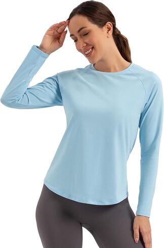 MathCat Long Sleeve Workout Shirts for Women, Pima Cotton Workout Long Sleeve Top, Loose Yoga Athletic Gym Casual T-Shirt in Saudi Arabia