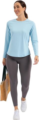 MathCat Long Sleeve Workout Shirts for Women, Pima Cotton Workout Long Sleeve Top, Loose Yoga Athletic Gym Casual T-Shirt in Saudi Arabia