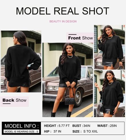 Dokotoo Womens Sweaters Crewneck Batwing Long Sleeve Side Slit Fall Oversized Ribbed Knit Pullover Jumper Tops in Saudi Arabia