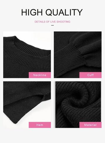 Dokotoo Womens Sweaters Crewneck Batwing Long Sleeve Side Slit Fall Oversized Ribbed Knit Pullover Jumper Tops in Saudi Arabia