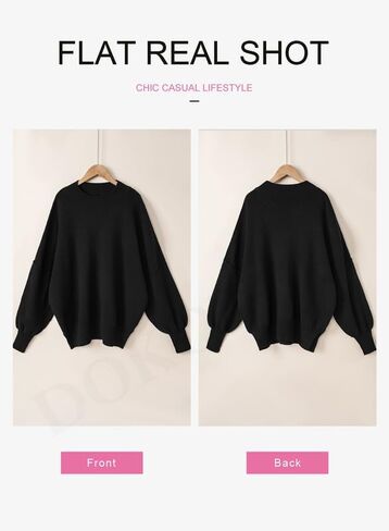 Dokotoo Womens Sweaters Crewneck Batwing Long Sleeve Side Slit Fall Oversized Ribbed Knit Pullover Jumper Tops in Saudi Arabia