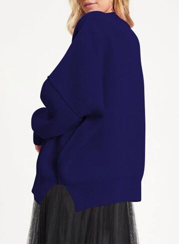 Dokotoo Womens Sweaters Crewneck Batwing Long Sleeve Side Slit Fall Oversized Ribbed Knit Pullover Jumper Tops in Saudi Arabia
