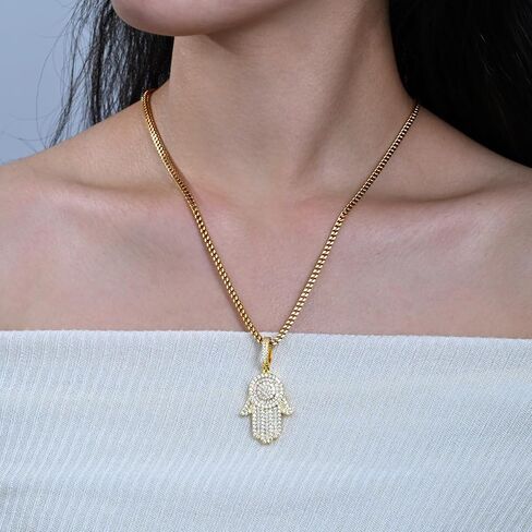 الذهب إيدا مجوهرات الرجال النساء الساخنة الهيب هوب 14K الذهب مطلي مايكرو مثلج خارج اليد همسة قلادة مع 28 بوصة سلسلة فرانكو in Kuwait