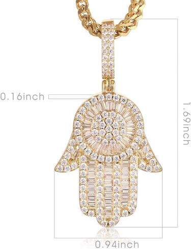 الذهب إيدا مجوهرات الرجال النساء الساخنة الهيب هوب 14K الذهب مطلي مايكرو مثلج خارج اليد همسة قلادة مع 28 بوصة سلسلة فرانكو in Kuwait