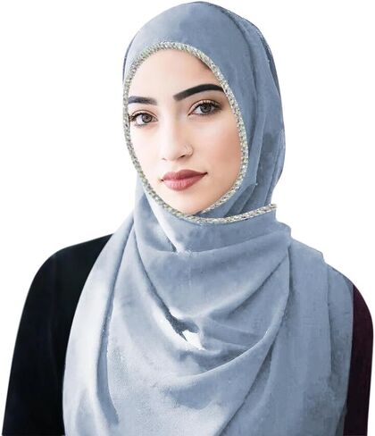 ANKOMINA Women Soft Chiffon Rhinestone Long Scarf Shawl Fashion Muslim Hijab Head Wrap Scarves in Kuwait