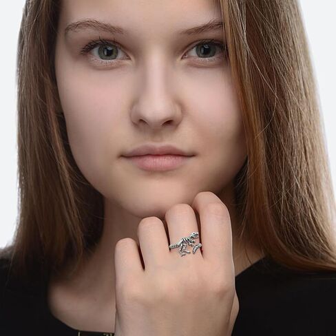 JZSANTI 925-Sterling-Silver Dinosaur Skeleton Rings for Women - Cute animal rings Adjustable Open Dinosaur Skull Vintage Thumb Statement Rings Jewelry Gifts for Women Girls Men in Kuwait