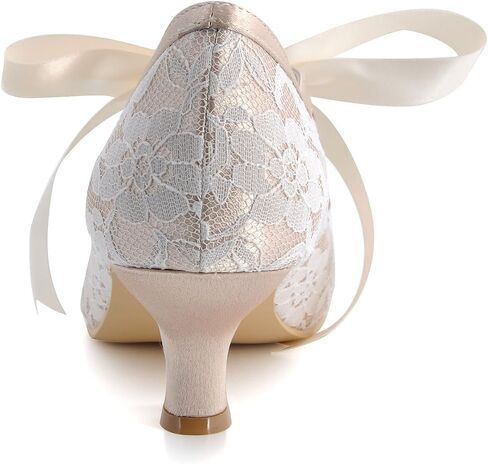 ELEGANTPARK Wedding Shoes for Bride, Closed Toe Lace Mary Jane Heels | Adjustable Ribbon Tie, 2 Inch Low Heel Pumps for Wedding Guest, Bridesmaid, Bridal Reception, Evening and Formal Event in Kuwait