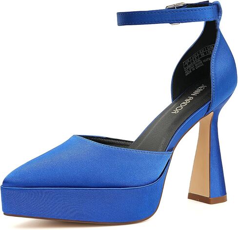 JENN ARDOR Women’s Chunky Platform High Block Heels Pointed Closed Toe Ankle Strap Comfortable Sexy Party Dress Wedding Pumps Shoes in Saudi Arabia