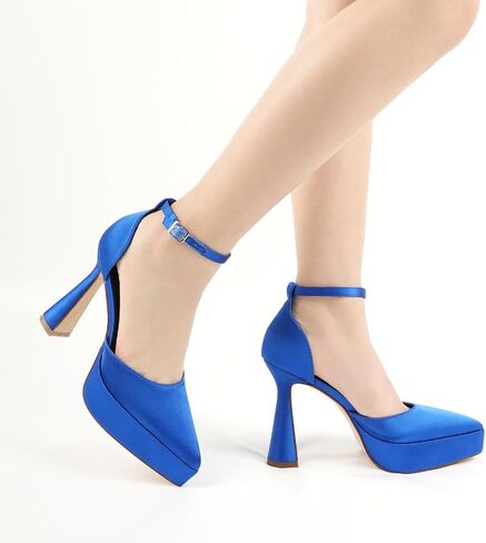 JENN ARDOR Women’s Chunky Platform High Block Heels Pointed Closed Toe Ankle Strap Comfortable Sexy Party Dress Wedding Pumps Shoes in Saudi Arabia