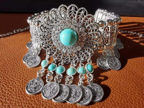 idealway Retro Boho Tribal Tassel Collar Bib Chain Chunky Pendant Statement Necklace Choker for Women in Kuwait