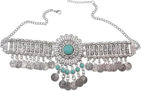 idealway Retro Boho Tribal Tassel Collar Bib Chain Chunky Pendant Statement Necklace Choker for Women in Kuwait