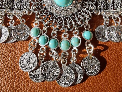 idealway Retro Boho Tribal Tassel Collar Bib Chain Chunky Pendant Statement Necklace Choker for Women in Kuwait
