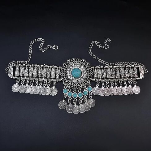 idealway Retro Boho Tribal Tassel Collar Bib Chain Chunky Pendant Statement Necklace Choker for Women in Kuwait