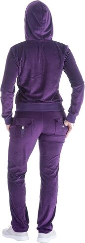 Velour Tracksuit Womens Soft Velvet Long Sleeve Sweatsuits Full Zip Hooded Sweatshirts & Sweatpants with Pocket Jogging Set in Kuwait