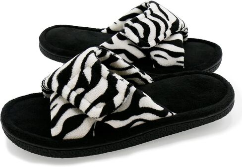 Magtoe Adjustable House Slippers for Women Memory Foam Soft Indoor Shoes Coral Fleece Lined Open Toe Home Slip on Slides Sandals All Seasons in Kuwait