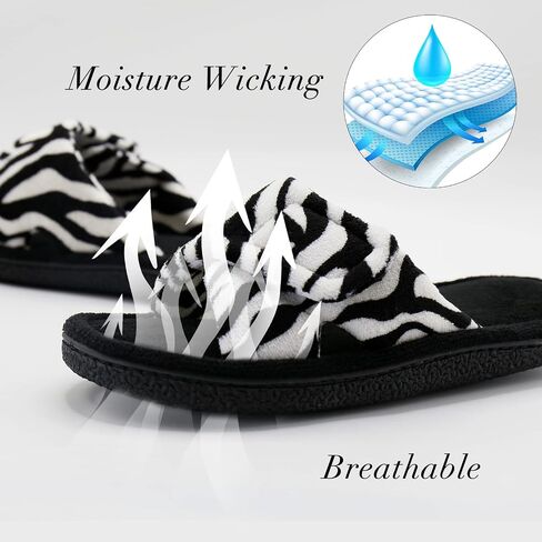 Magtoe Adjustable House Slippers for Women Memory Foam Soft Indoor Shoes Coral Fleece Lined Open Toe Home Slip on Slides Sandals All Seasons in Kuwait