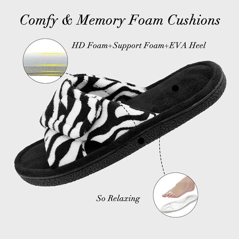 Magtoe Adjustable House Slippers for Women Memory Foam Soft Indoor Shoes Coral Fleece Lined Open Toe Home Slip on Slides Sandals All Seasons in Kuwait