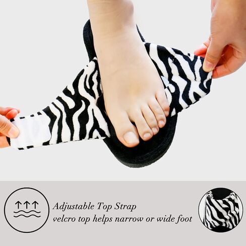 Magtoe Adjustable House Slippers for Women Memory Foam Soft Indoor Shoes Coral Fleece Lined Open Toe Home Slip on Slides Sandals All Seasons in Kuwait