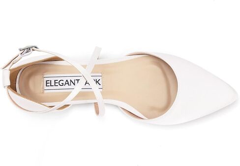 ELEGANTPARK FC2322 Comfortable Satin Pointed Toe Flats for Women Ankle Straps Wedding Flats for Bride Shoes Evening Party Guest Shoes for Women Dressy Low Heel in Saudi Arabia