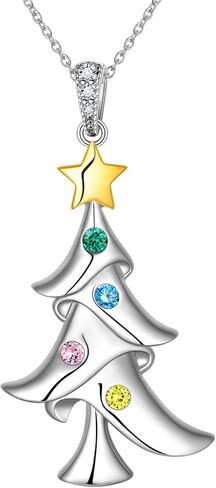 925 Sterling Silver Fine Jewelry Cute Christmas Tree Necklace Earrings Set Snowflake Santa Claus Snowman Costume Jewelry Set Christmas Gifts for Women Girls Teen Adjustable Chain Necklace Thanksgiving Xmas Party Jewelry Gift in Kuwait