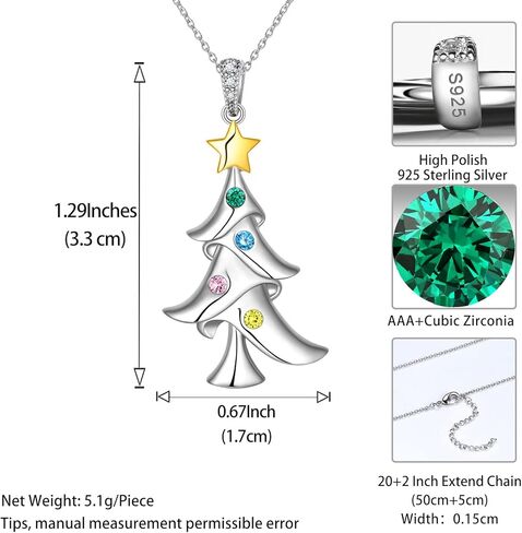 925 Sterling Silver Fine Jewelry Cute Christmas Tree Necklace Earrings Set Snowflake Santa Claus Snowman Costume Jewelry Set Christmas Gifts for Women Girls Teen Adjustable Chain Necklace Thanksgiving Xmas Party Jewelry Gift in Kuwait
