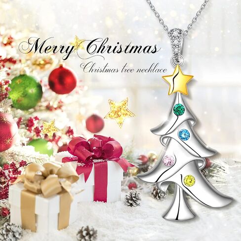 925 Sterling Silver Fine Jewelry Cute Christmas Tree Necklace Earrings Set Snowflake Santa Claus Snowman Costume Jewelry Set Christmas Gifts for Women Girls Teen Adjustable Chain Necklace Thanksgiving Xmas Party Jewelry Gift in Kuwait