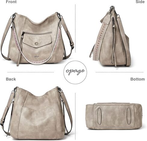 حقيبة هوبو من جلد البولي يوريثان من OPAGE للنساء، حقيبة يد عصرية للسيدات، حقيبة كتف، حقيبة كتف مع معصم in Kuwait