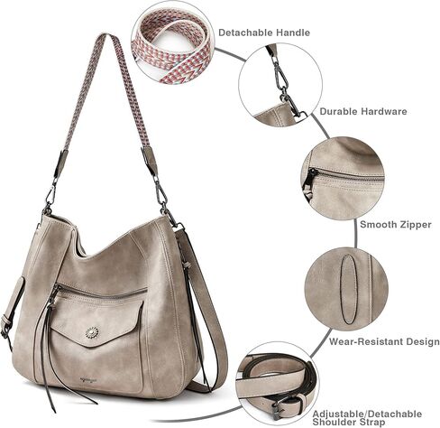 حقيبة هوبو من جلد البولي يوريثان من OPAGE للنساء، حقيبة يد عصرية للسيدات، حقيبة كتف، حقيبة كتف مع معصم in Kuwait