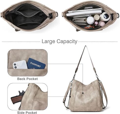 حقيبة هوبو من جلد البولي يوريثان من OPAGE للنساء، حقيبة يد عصرية للسيدات، حقيبة كتف، حقيبة كتف مع معصم in Kuwait