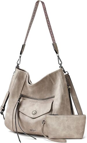 حقيبة هوبو من جلد البولي يوريثان من OPAGE للنساء، حقيبة يد عصرية للسيدات، حقيبة كتف، حقيبة كتف مع معصم in Kuwait