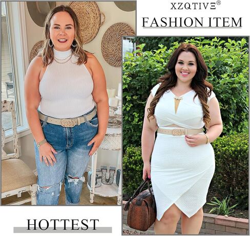 XZQTIVE Women Leather Belt For Jeans Pants Dresses Fashion Ladies Waist Belts With Double O-Ring Gold Buckle in Saudi Arabia