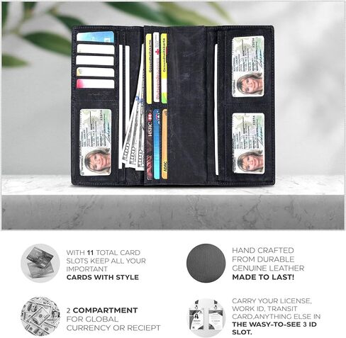 محفظة نسائية من الجلد الحقيقي مع خاصية حجب RFID - حامل بطاقات ثلاثي الطي مصمم للسيدات مع محافظ نافذة لبطاقة الهوية in Kuwait