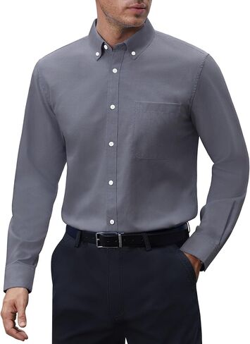 Lusead Mens Oxford Shirts Long Sleeve Button Down Shirt Regular Fit Business Casual Dress Shirts in Saudi Arabia